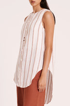 Nude Lucy Aisha Linen Sleeveless Shirt Amber Stripe