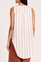 Nude Lucy Aisha Linen Sleeveless Shirt Amber Stripe