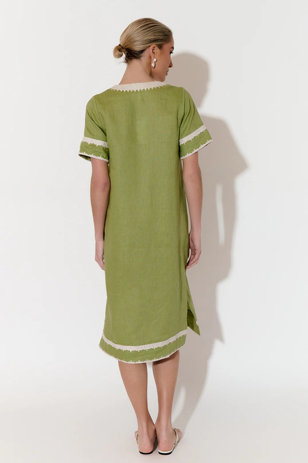 Adorne Archer Applique Linen Dress (Green)