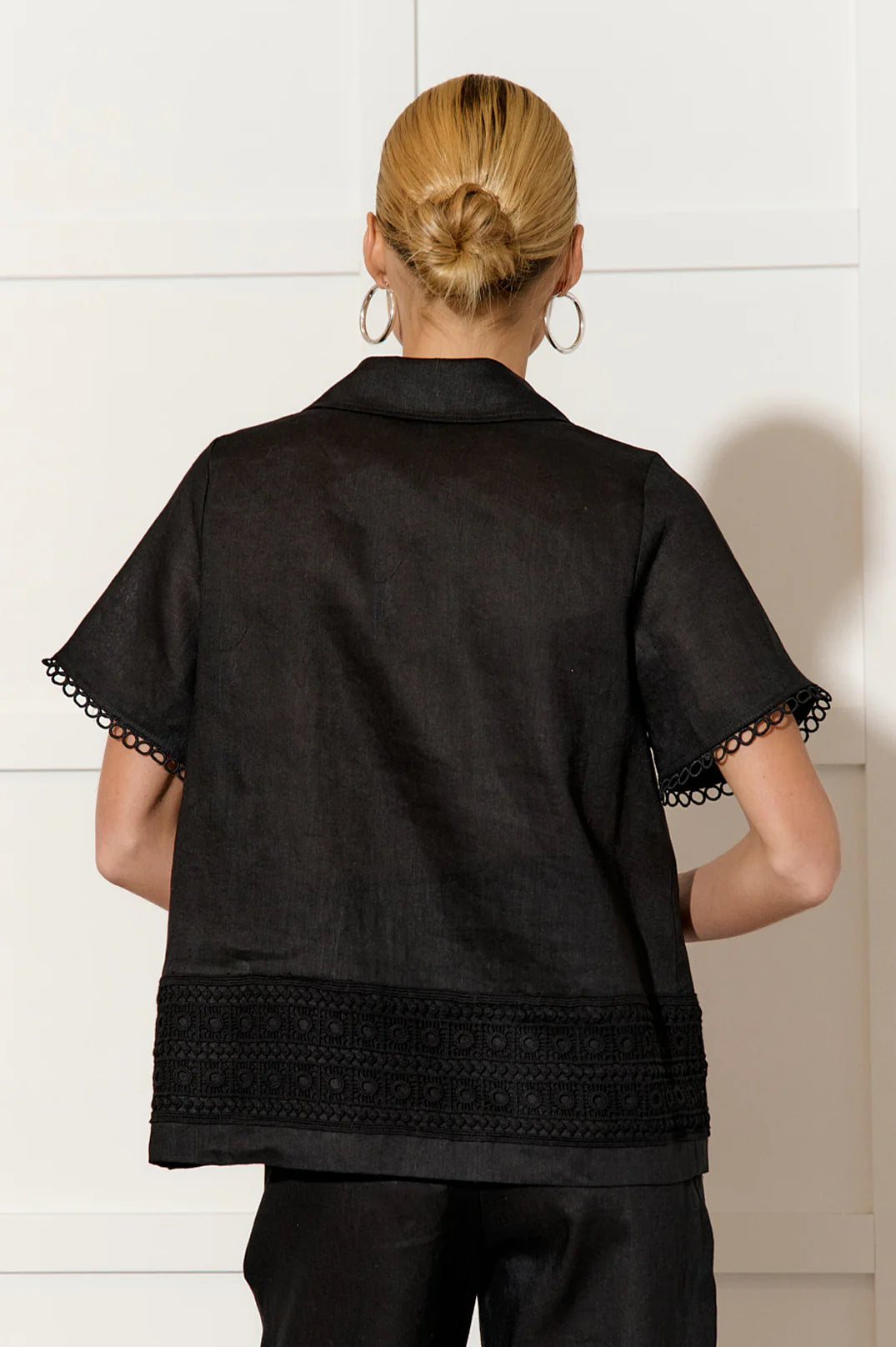 Adorne Vanessa Lace Panel Shirt (Black)