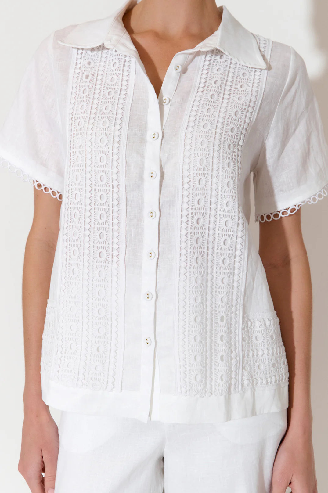 Adorne Vanessa Lace Panel Shirt (White)