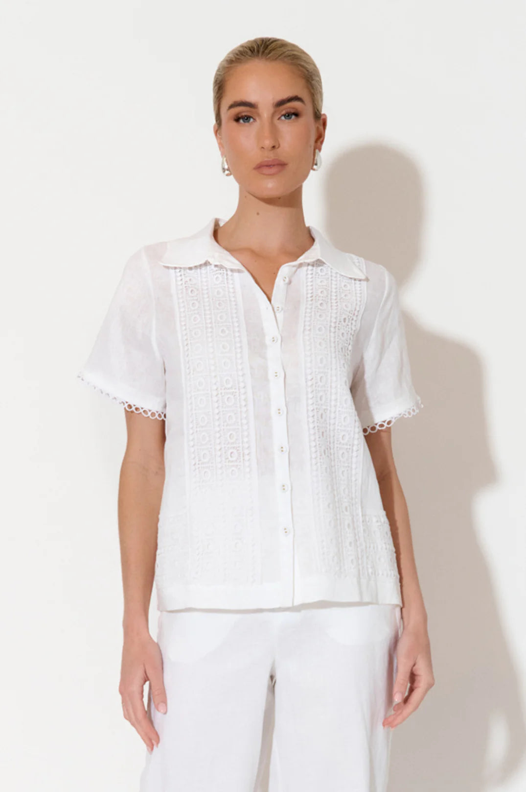 Adorne Vanessa Lace Panel Shirt (White)