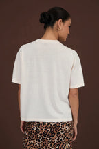 Adorne Laney Short Sleeve Light Weight Knit Top - Cream