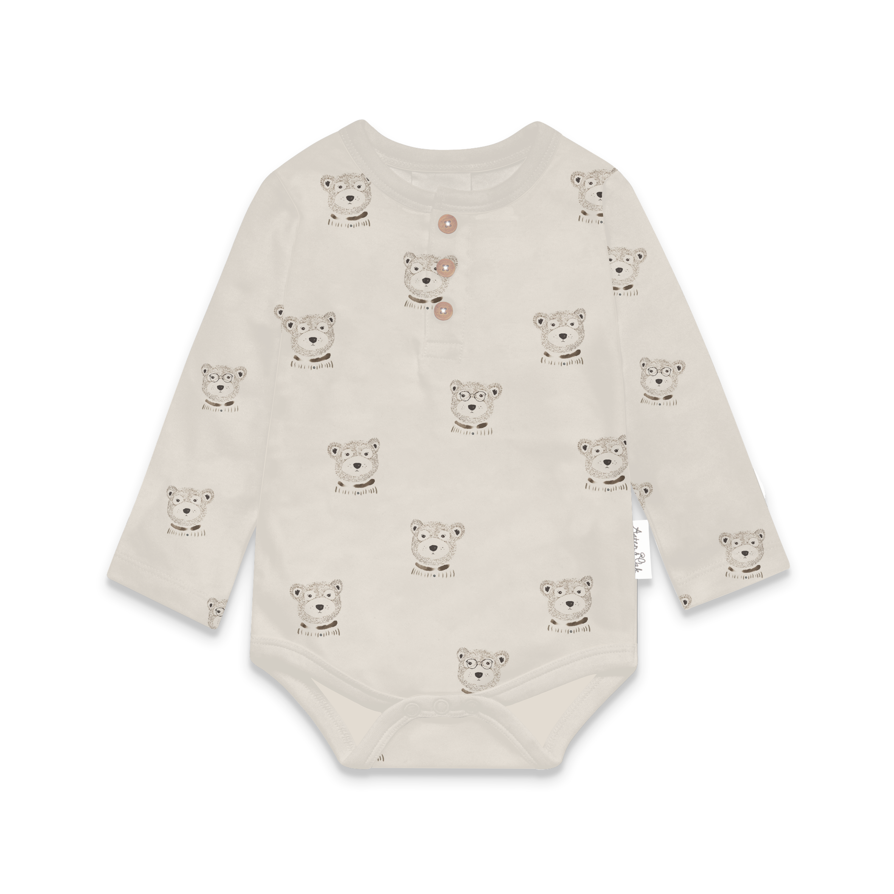 Aster & Oak Byron Bear Henley Onesie