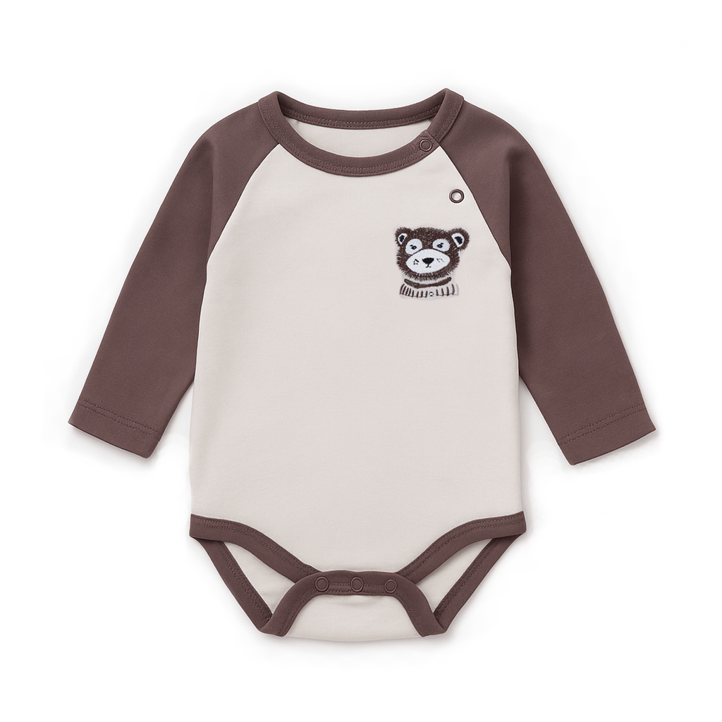Aster & Oak Byron Bear Raglan Onesie
