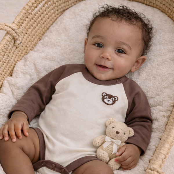 Aster & Oak Byron Bear Raglan Onesie
