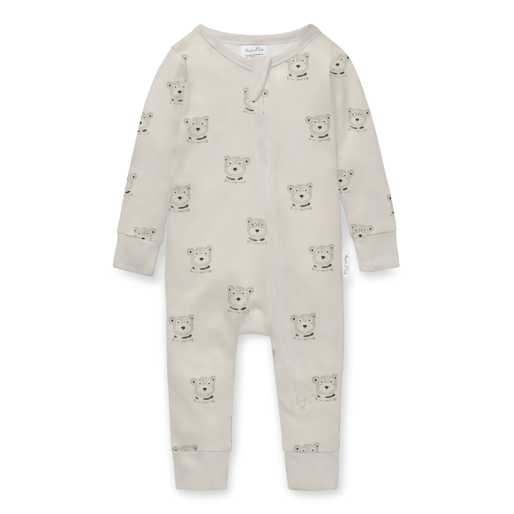 Aster & Oak Byron Bear Zip Romper