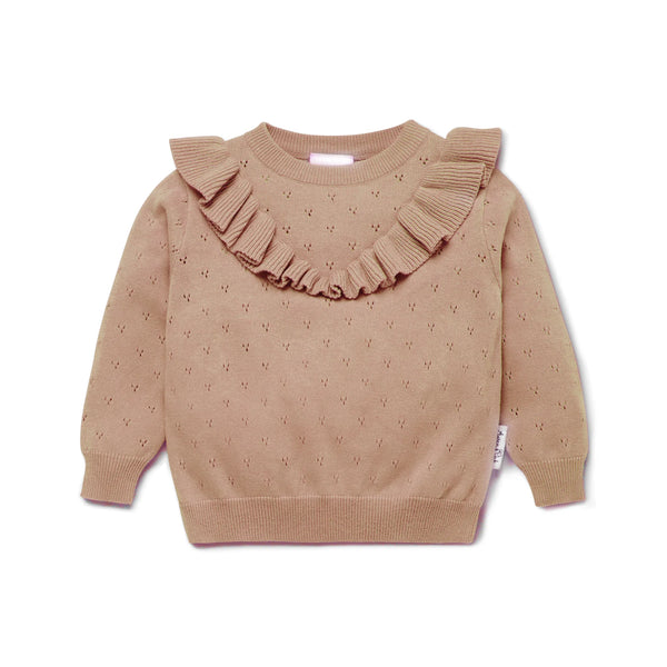 Aster & Oak Cocoa Ruffle Knit Jumper