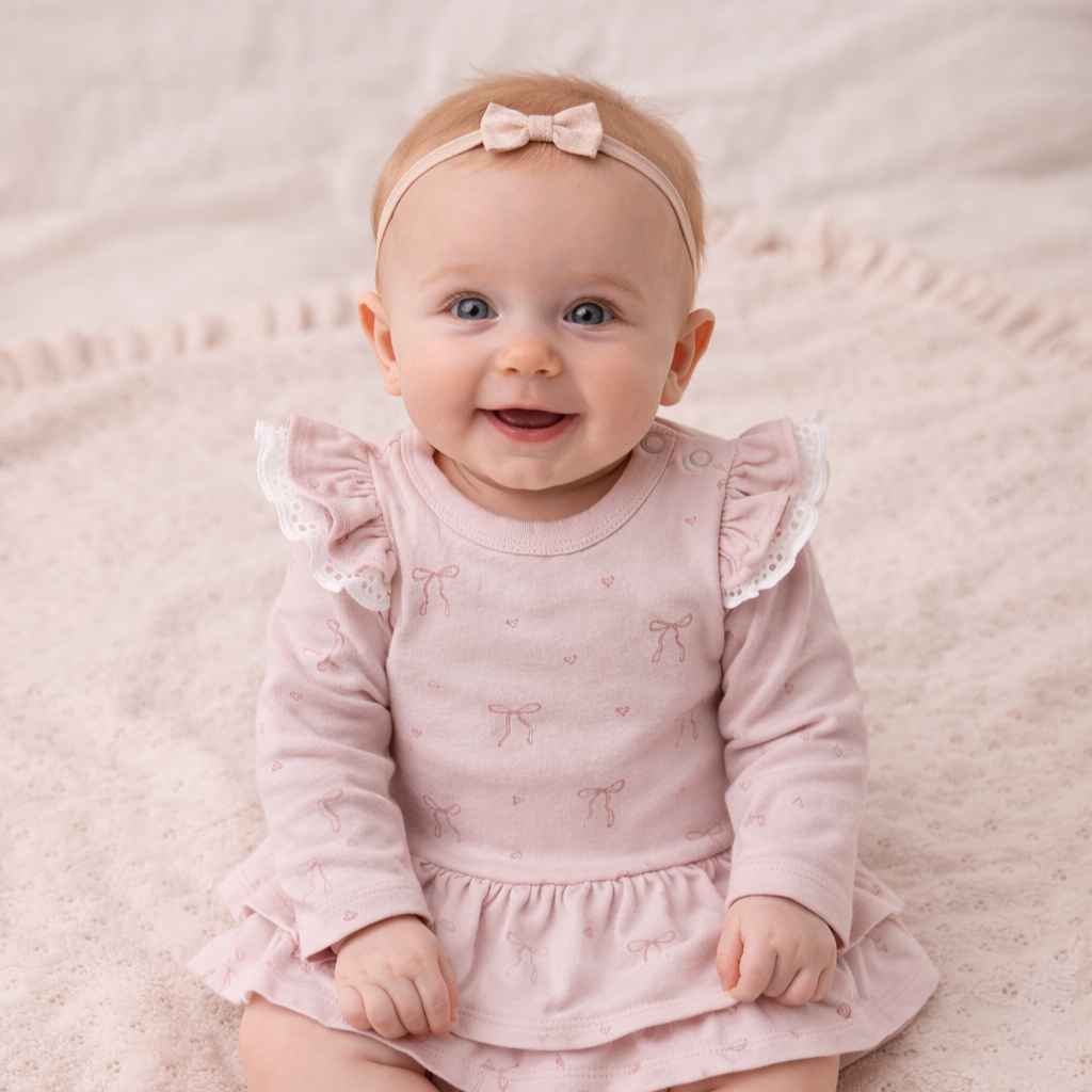 Aster & Oak Lilly Bow Dress Onesie