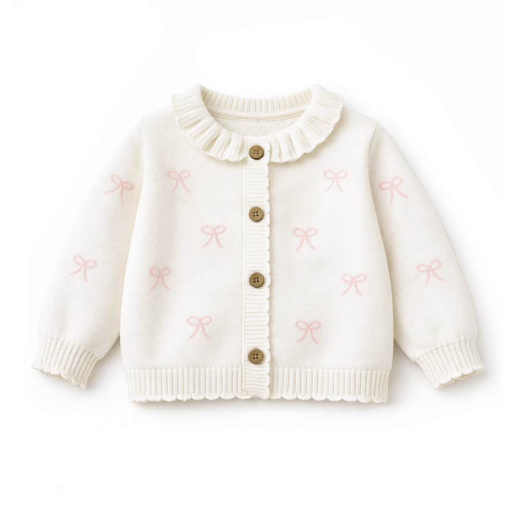 Aster & Oak Coconut Bow Knit Cardigan