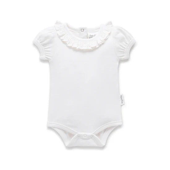 Aster and Oak White Ruffle Puff Onesie