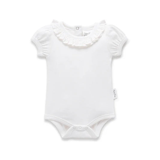 Aster and Oak White Ruffle Puff Onesie