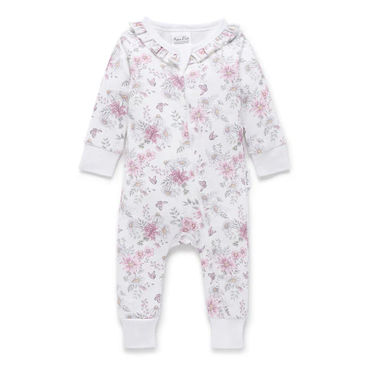 Aster and Oak Daisy LS Floral Zip Romper