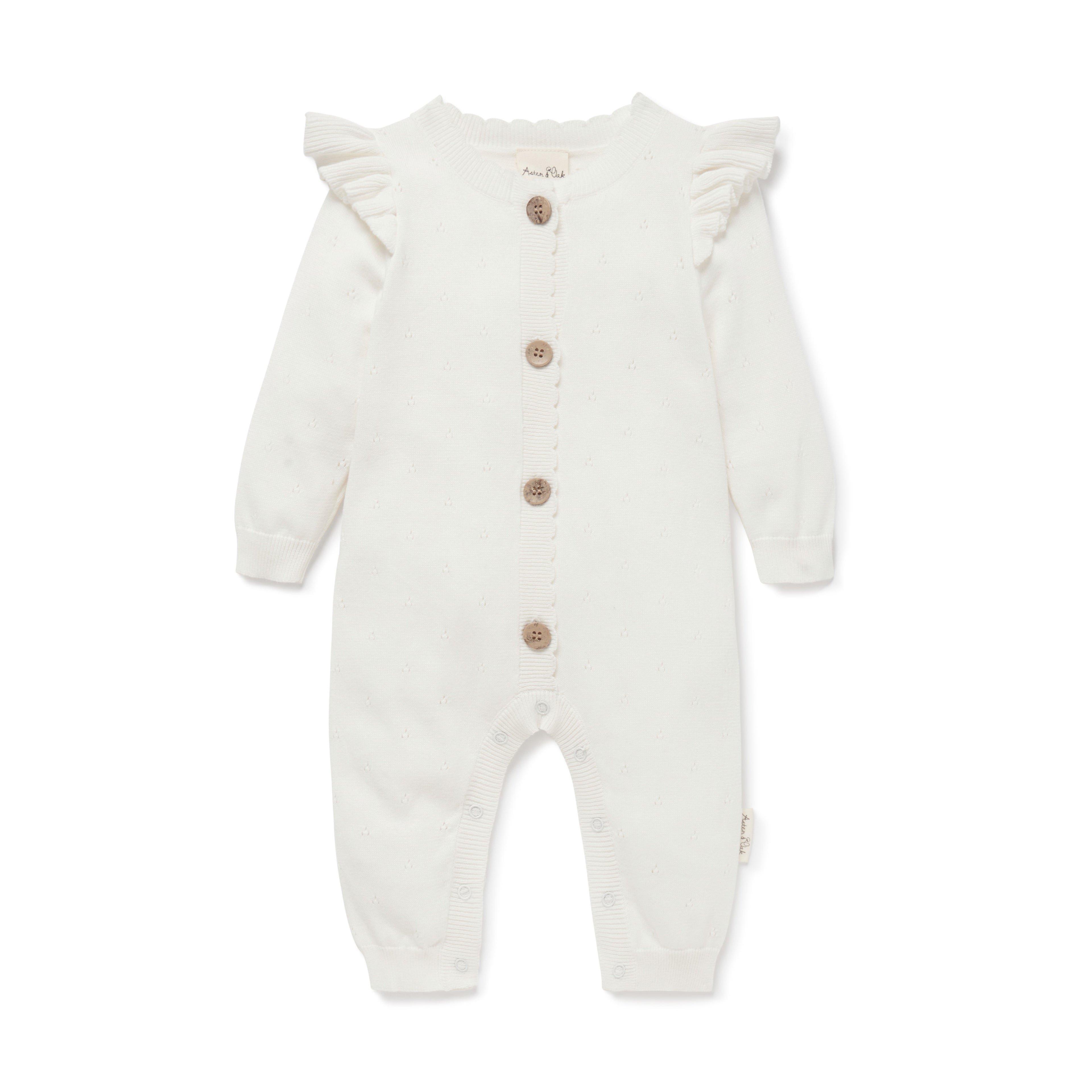 Aster & Oak - Ivory Pointelle Knit Romper