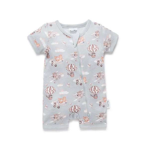 Aster & Oak - Flying Friends SS Zip Romper