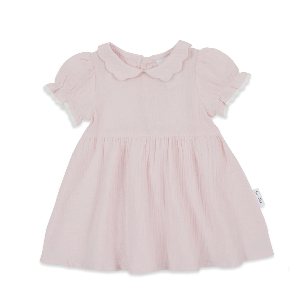 Aster & Oak Pink Muslin Trim Dress