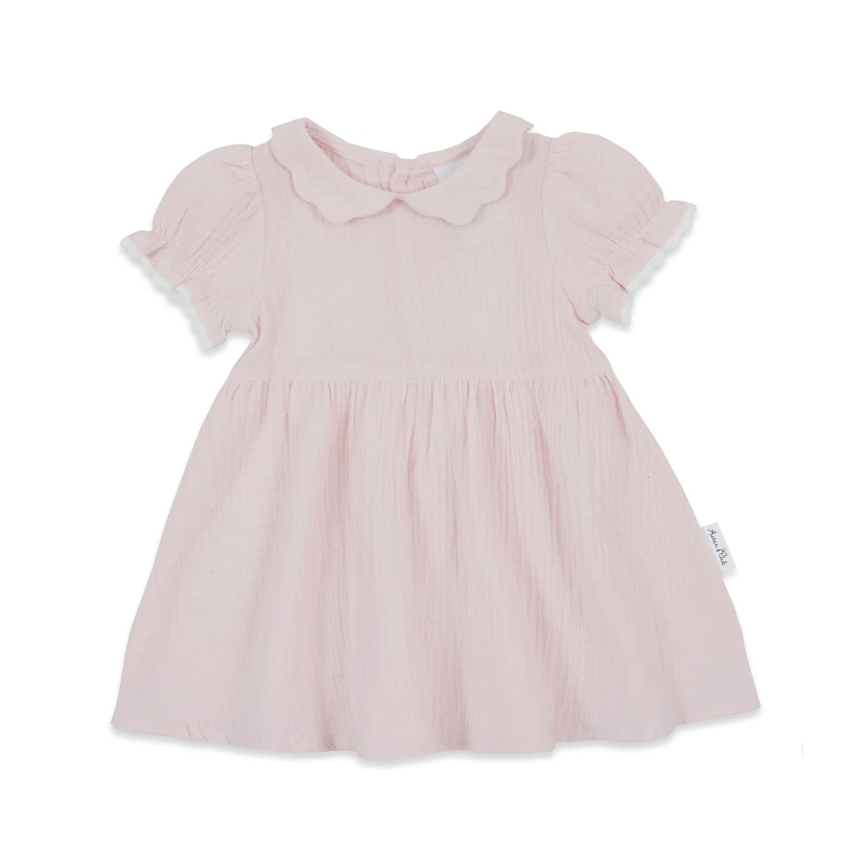 Aster & Oak Pink Muslin Trim Dress