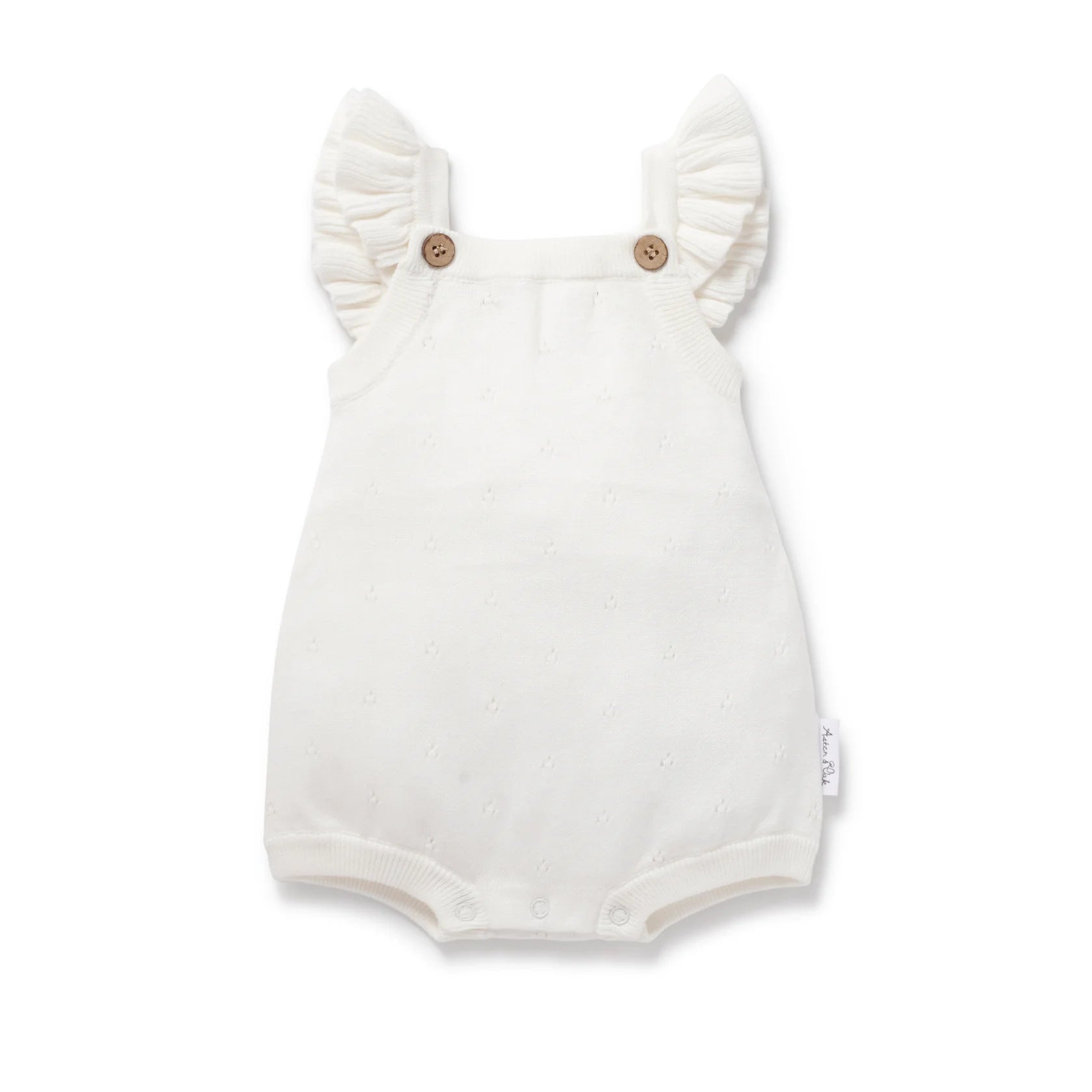 Aster & Oak Ivory White Pointelle Knit Romper
