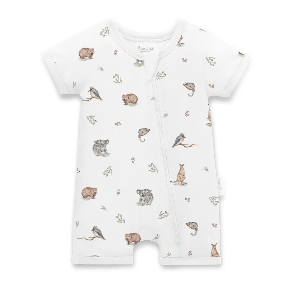 Aster and Oak Native Animals SS Zip Romper