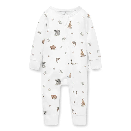 Aster and Oak Native Animals LS Zip Romper