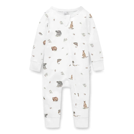 Aster and Oak Native Animals LS Zip Romper