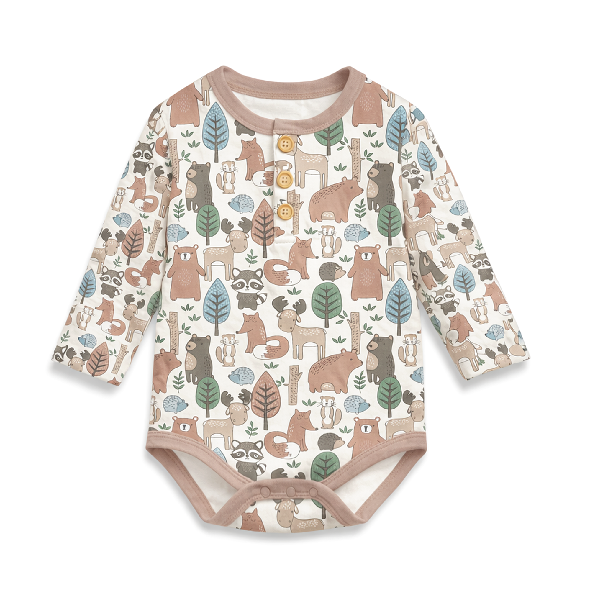 Aster & Oak Noah Woodland Henley Onesie