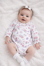 Aster & Oak Pastel Bloom Ruffle Onesie