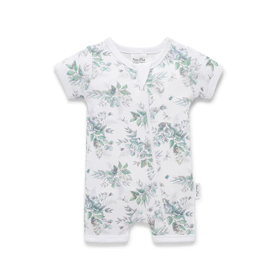 Aster & Oak Snuggle Bug SS Zip Romper