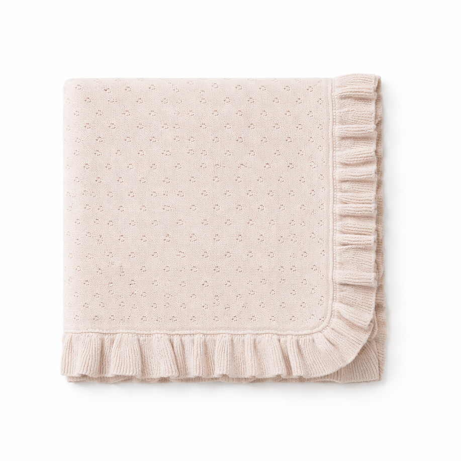 Aster & Oak Oatmeal Ruffle Knit Blanket