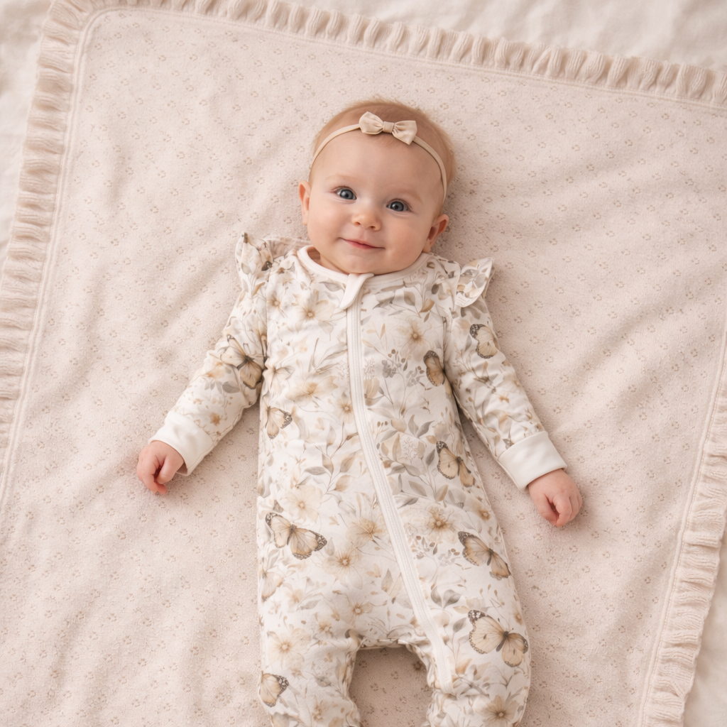 Aster & Oak Oatmeal Ruffle Knit Blanket