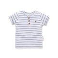 Aster and Oak Blue Stripe Rib Henley Top
