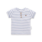 Aster and Oak Blue Stripe Rib Henley Top