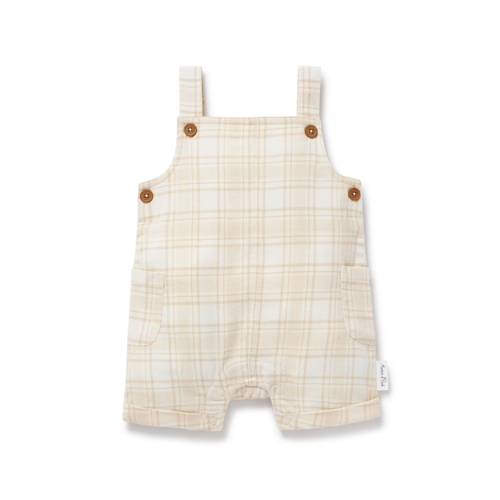 Aster & Oak Beige Plaid Overalls