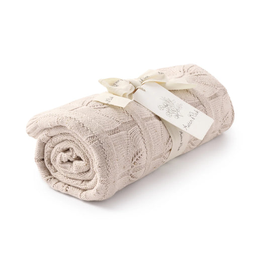 Aster & Oak Sand Fleck Knit Leaf Blanket