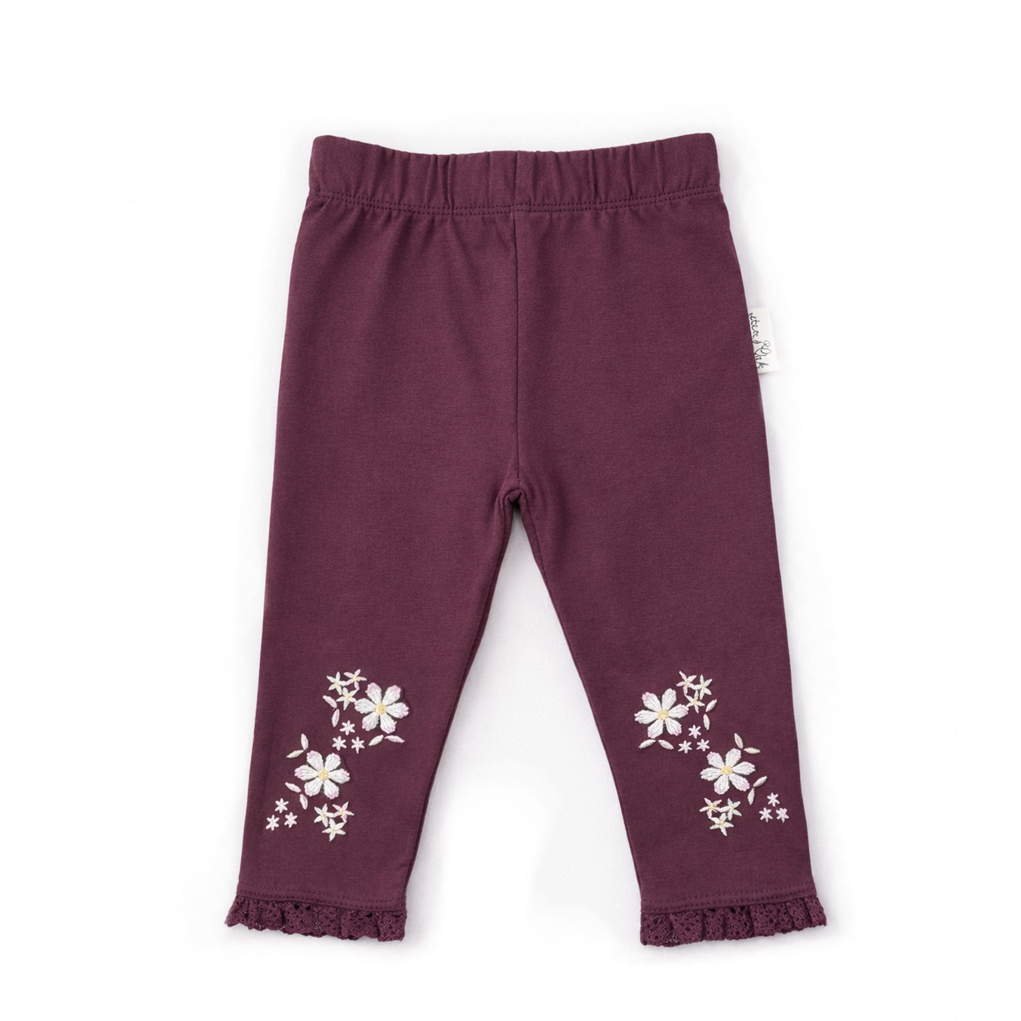 Aster & Oak Plum Embroidered Leggings