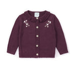 Aster & Oak Plum Floral Knit Cardigan