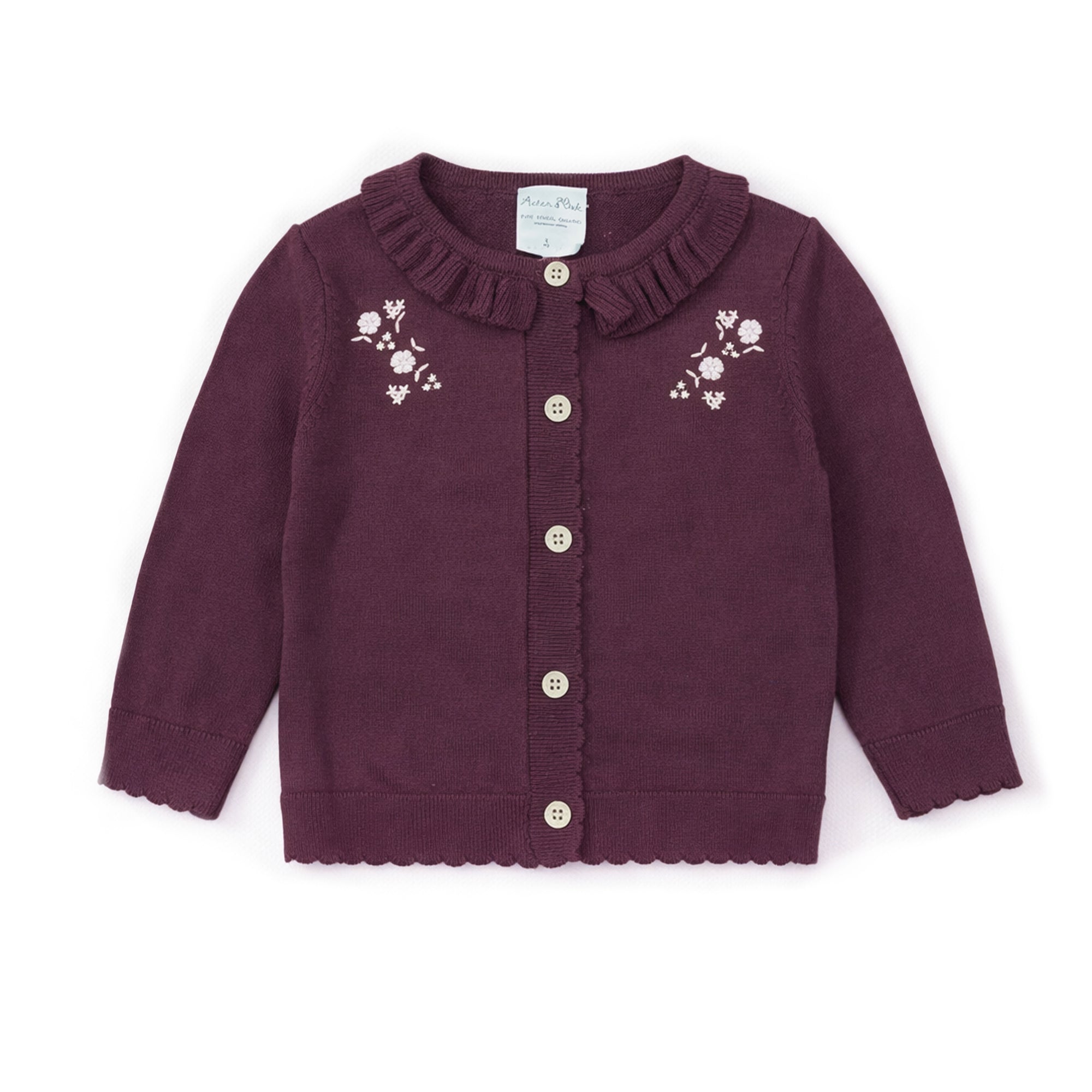 Aster & Oak Plum Floral Knit Cardigan