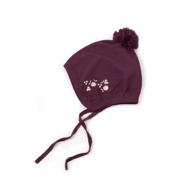 Aster & Oak Plum Floral Knit Bonnet