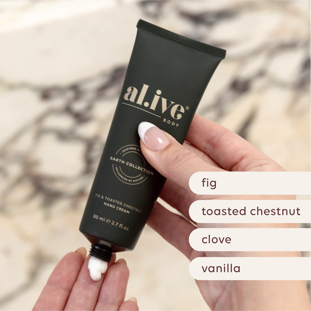 Al.ive Body hand cream cracker fig & toasted chestnut