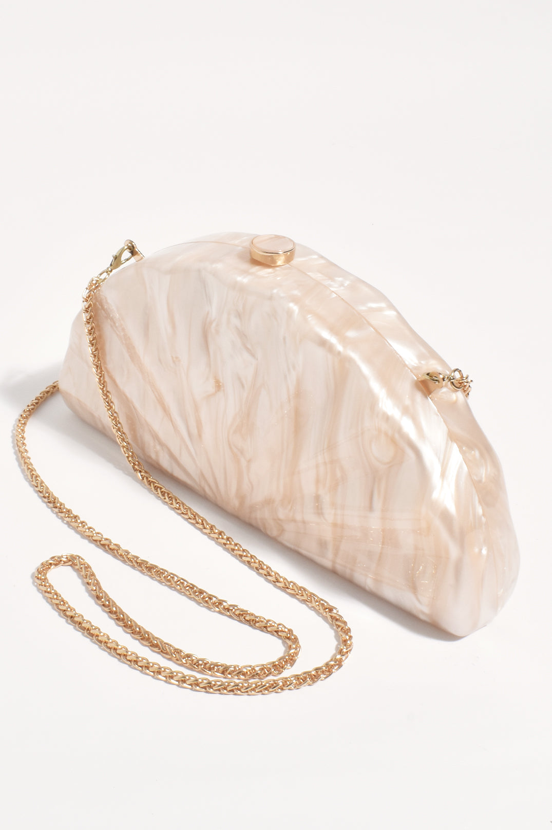 Adorne- Pia Fan Shell Resin Structured Clutch purse