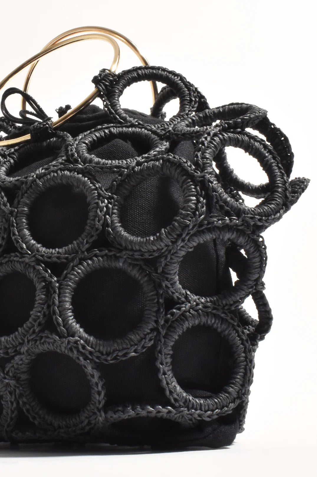 Adorne Posie Crochet Rings Bag (Black)