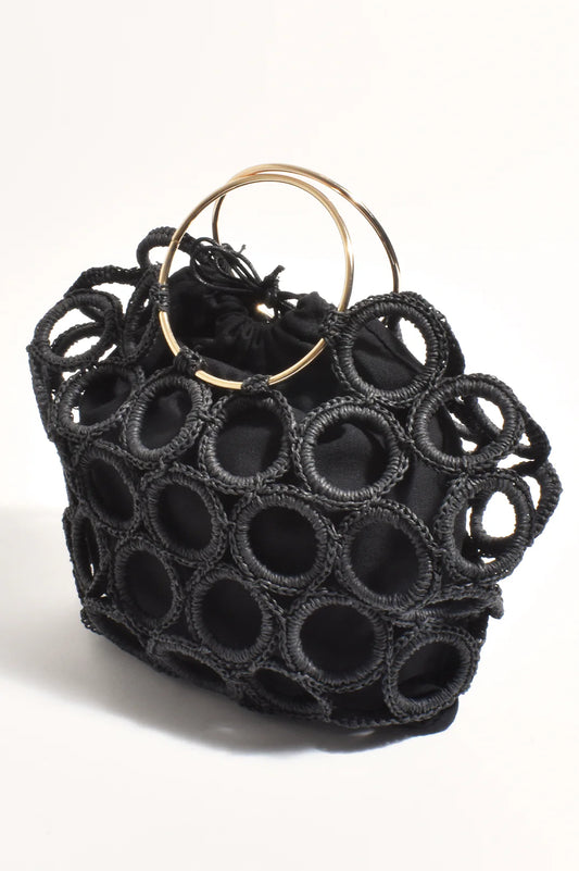 Adorne Posie Crochet Rings Bag (Black)