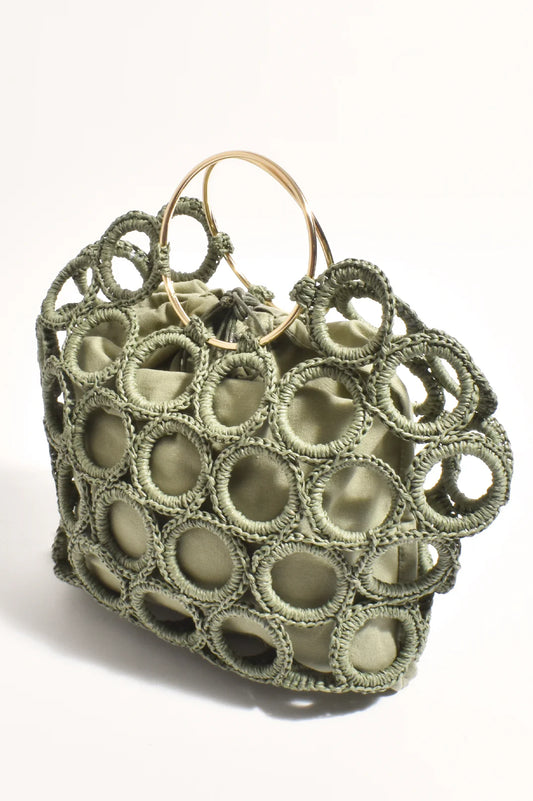 Posie Crochet Rings Bag (Khaki)