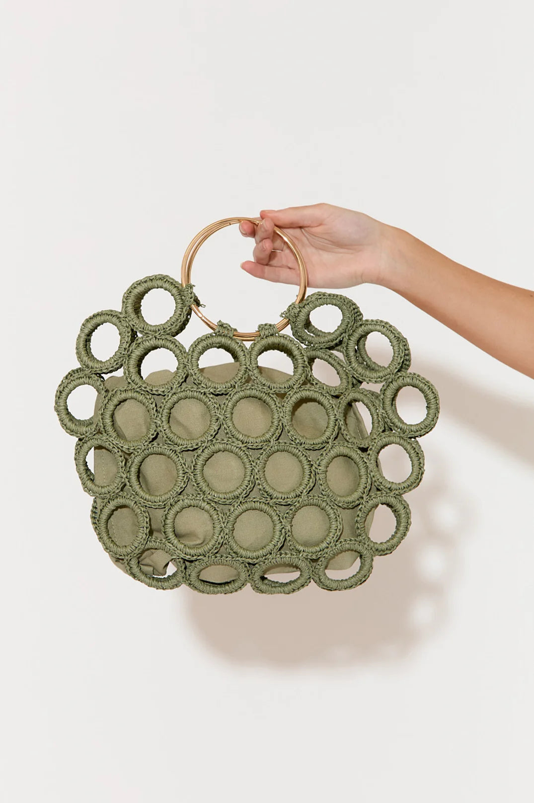 Adorne Posie Crochet Rings Bag (Khaki)