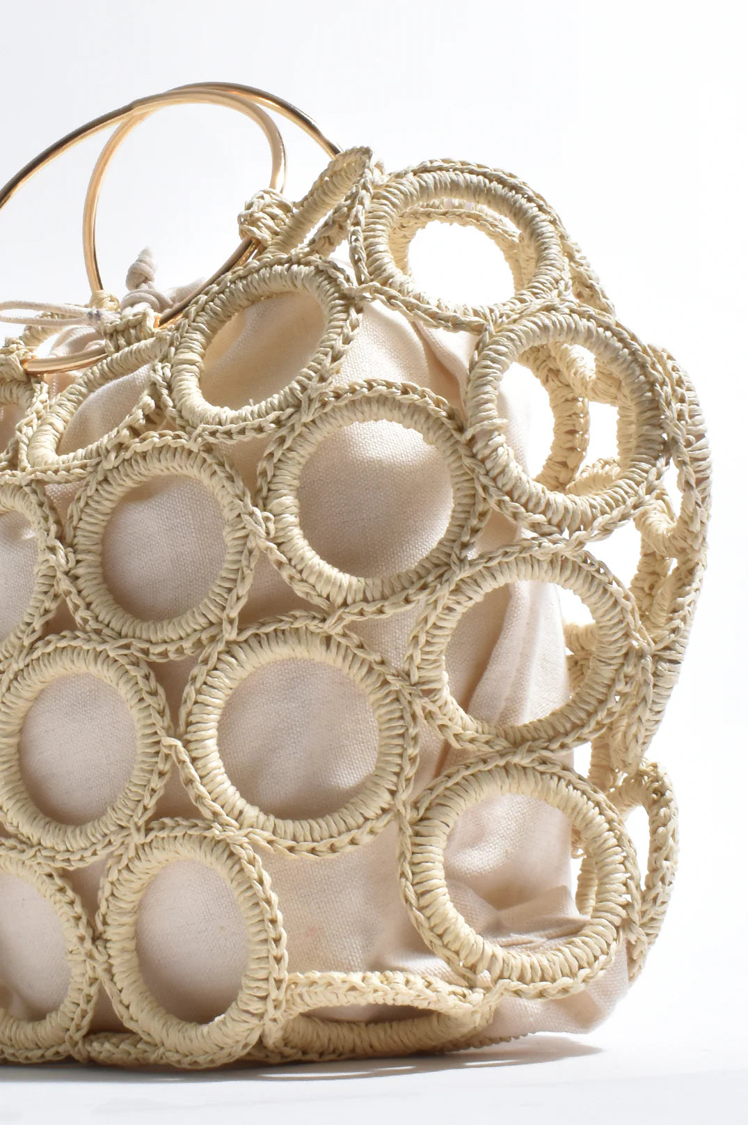 Adorne Posie Crochet Rings Bag (Natural)