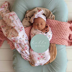 Snuggle Hunny - Alice’s Tea Party Organic Jersey Wrap & Topknot Set