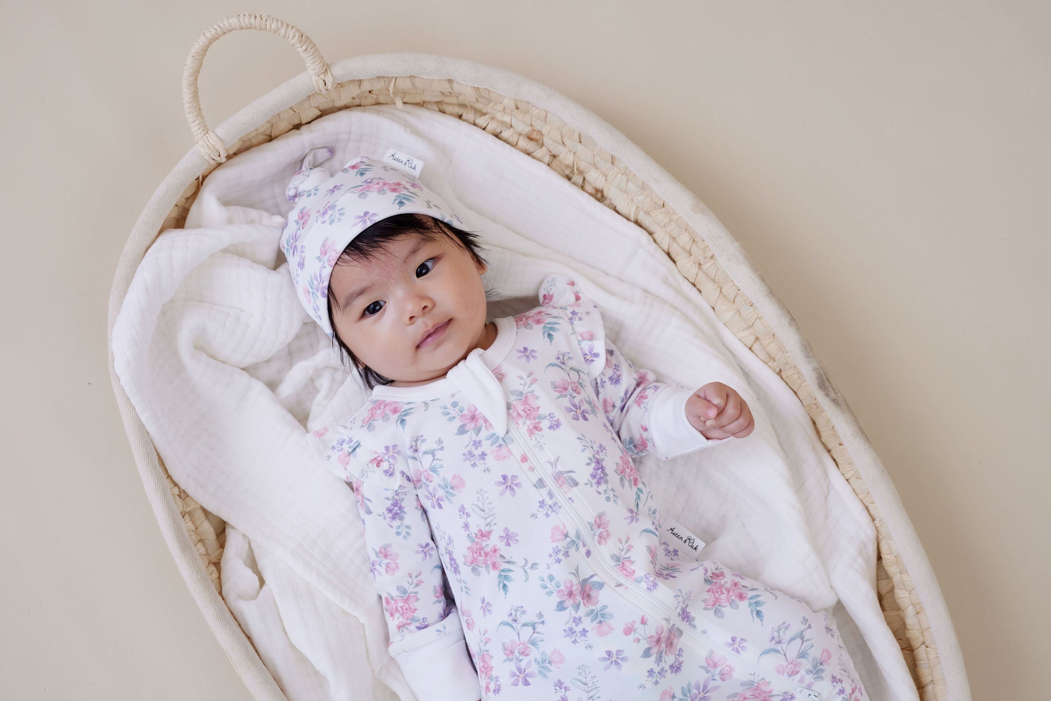 Aster & Oak Pastel Bloom Zip Romper