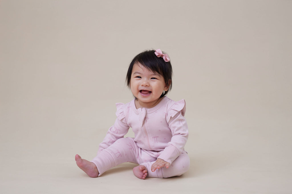 Aster & Oak Lilly Bow Zip Romper