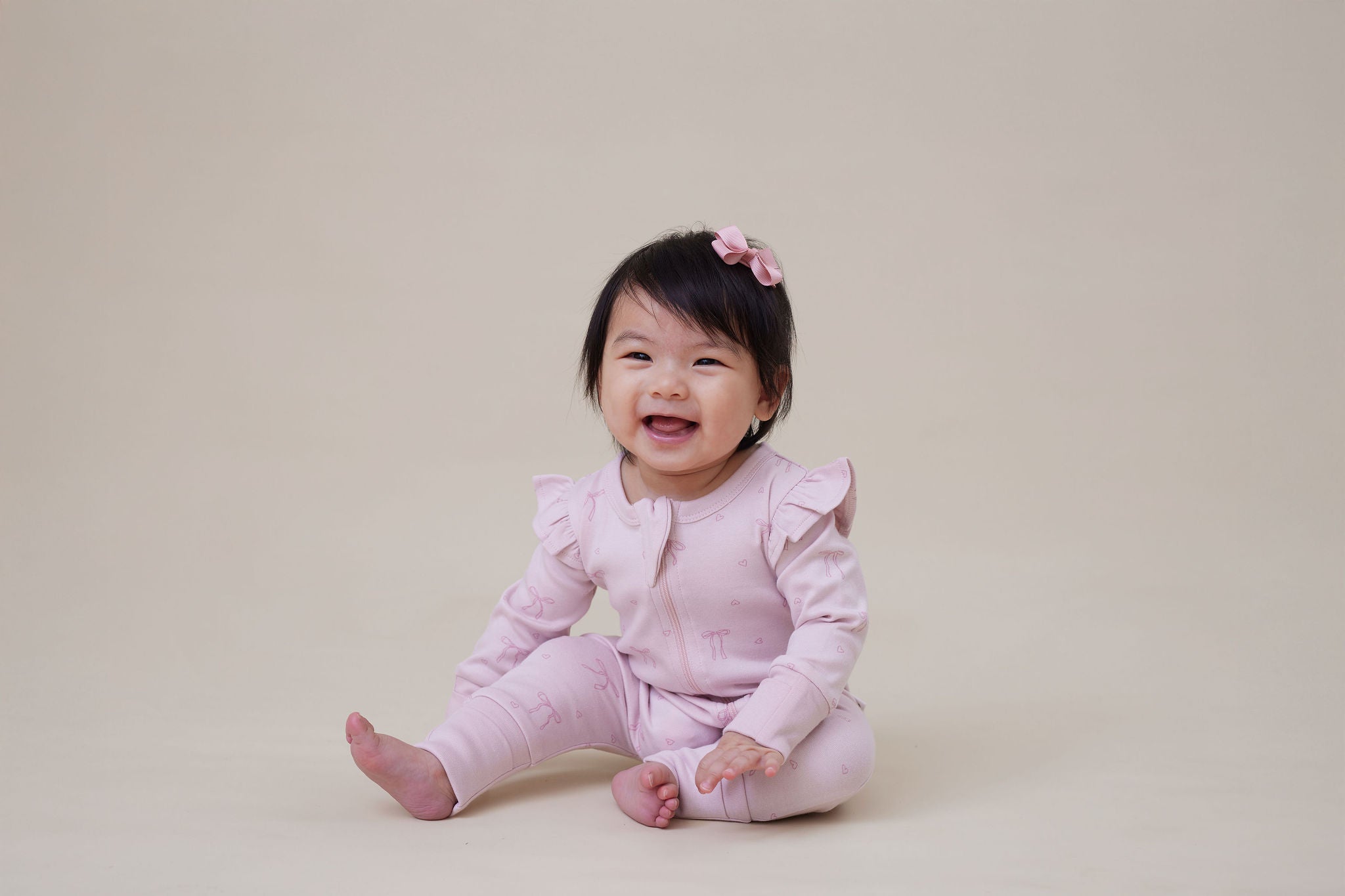 Aster & Oak Lilly Bow Zip Romper