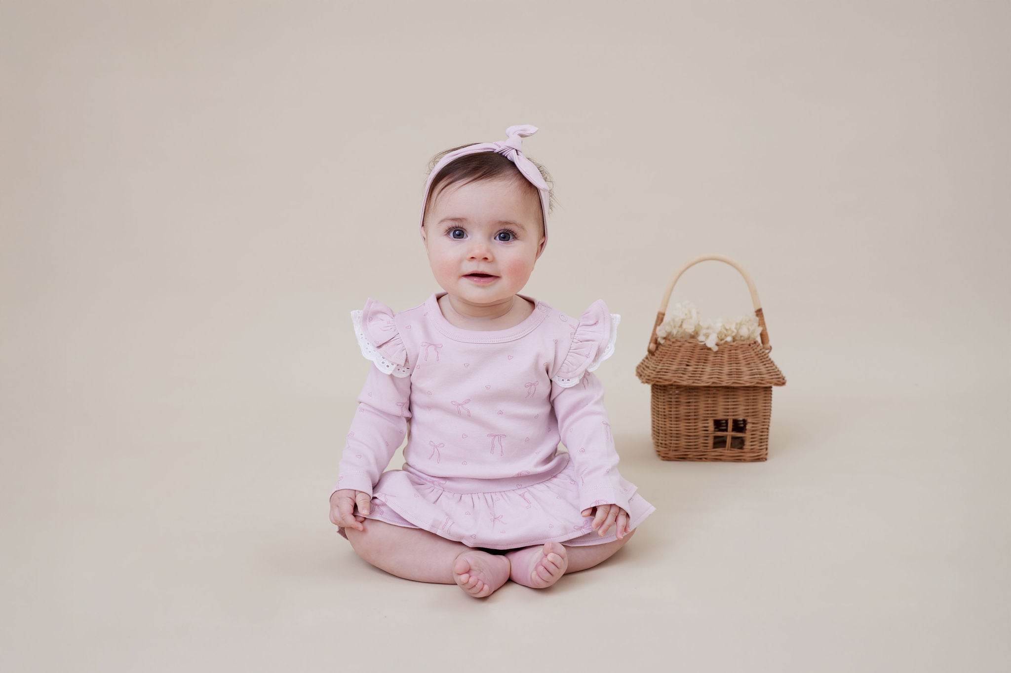 Aster & Oak Lilly Bow Dress Onesie